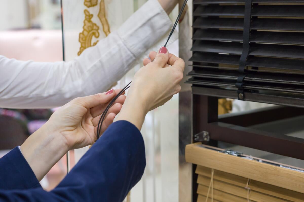 Women in the store choose blinds for windows